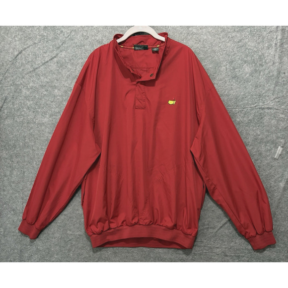 Masters Collection Golf Windbreaker Jacket Mens XXL Red Pullover Pockets‎ Logo - Picture 1 of 8